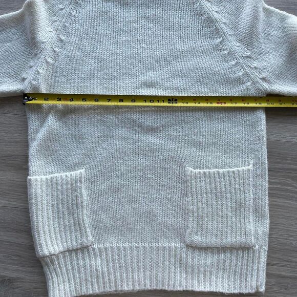 Cream Metallic Knit Turtleneck Sweater Pockets Women's Medium Retro Cozy Bling - Picture 3 of 6